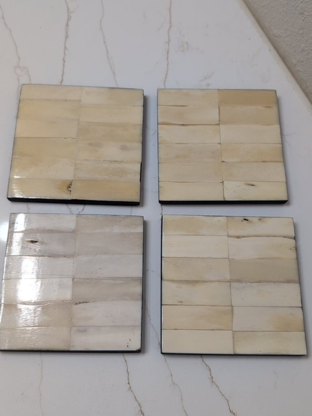 Pier 1  Imports Set Of 4 Square Bone Coasters in Original Box Made In India